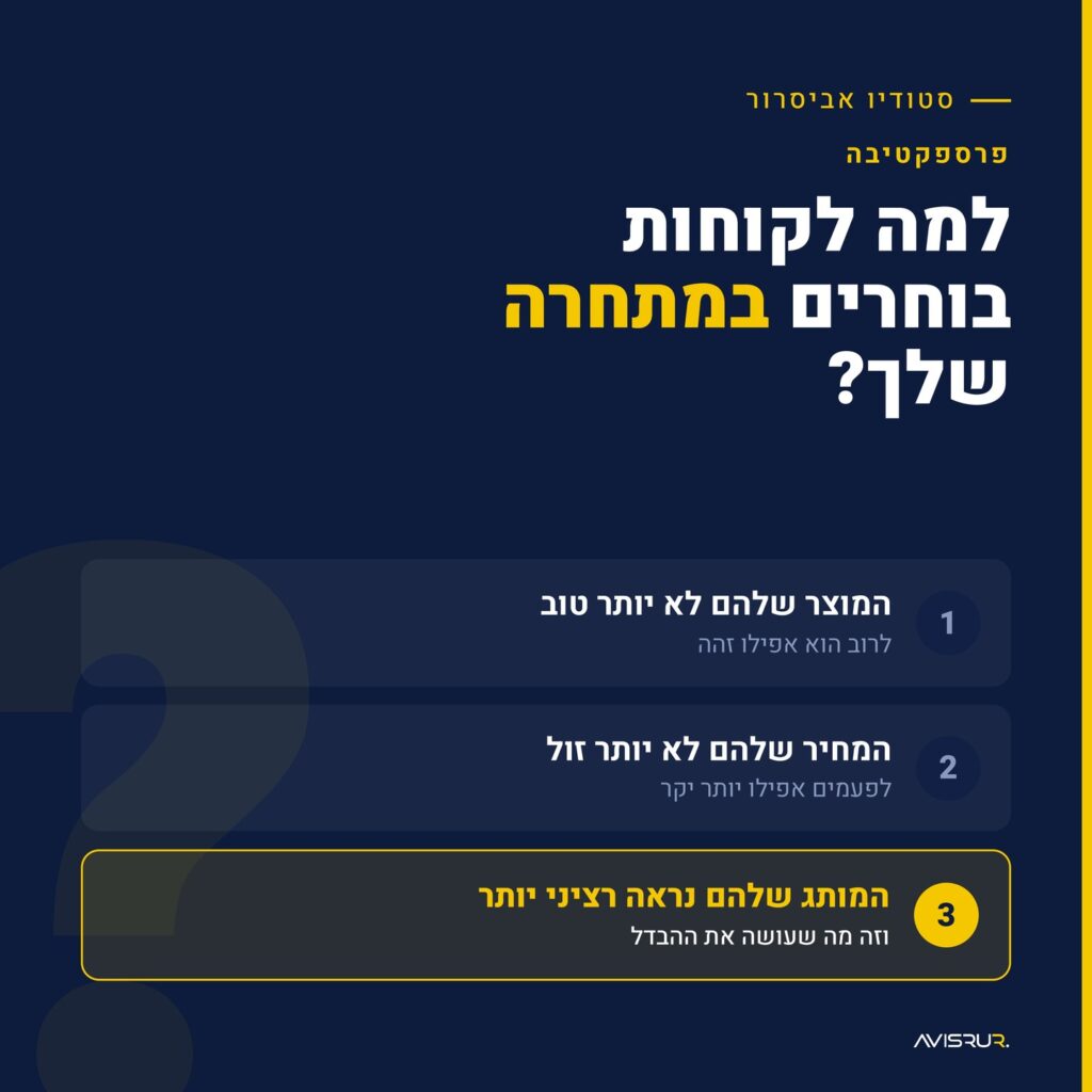 למה לקוחות בוחרים במתחרה שלכם גם כשהמוצר והמחיר כמעט זהים?